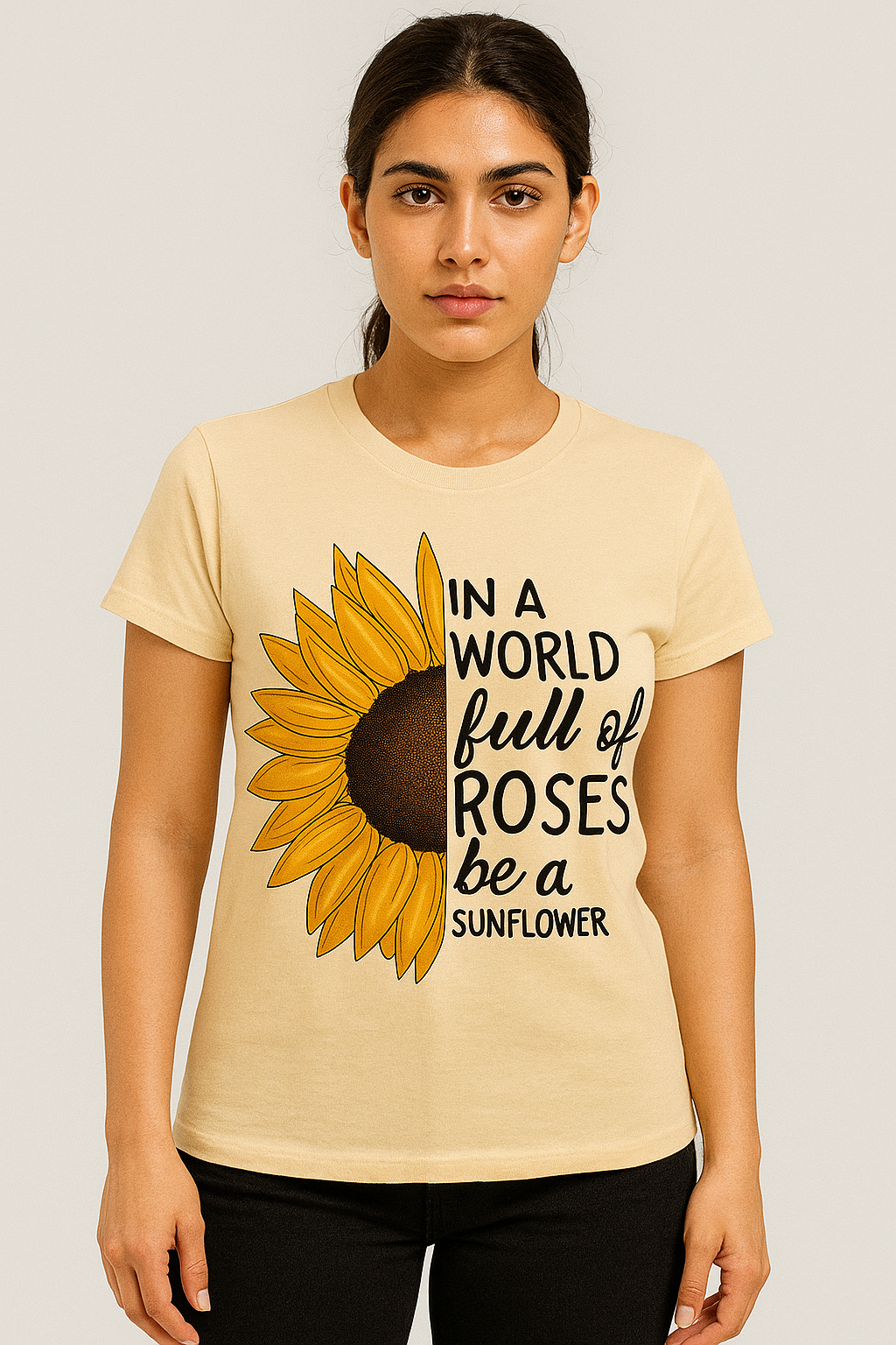 In a World Full of Roses Be a Sunflower – Statement Tee